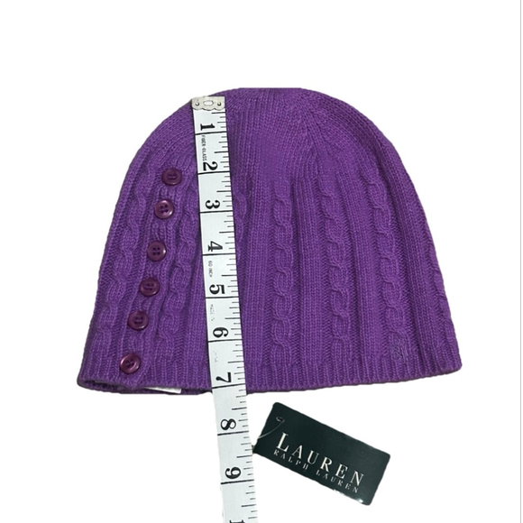 Women's Lauren Ralph Lauren Beanie Hat Purple One Size - Picture 2 of 4